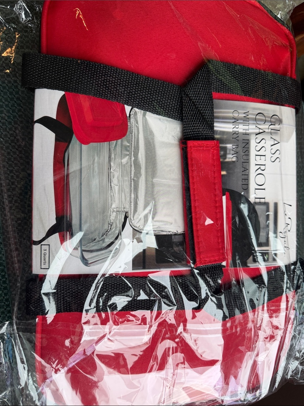 Le Regalo Glass Casserole with Insulated Bag with 3 quart Capacity
